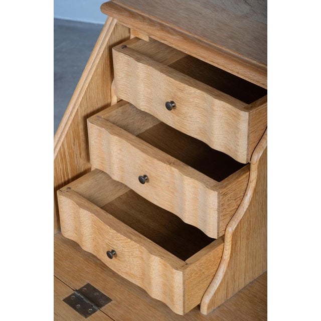 Gold Mid-Century Danish Oak Drop-Front Secretary, 1960s For Sale - Image 8 of 13