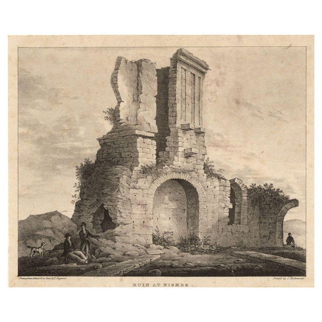 John Dugmore, Ruin at Nismes, Tour Magne, France, Early 19th Century, Lithograph For Sale