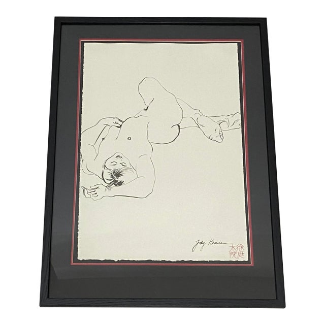 Jody Keane Reclining Nude Original Pen and Ink Drawing 20th C. For Sale