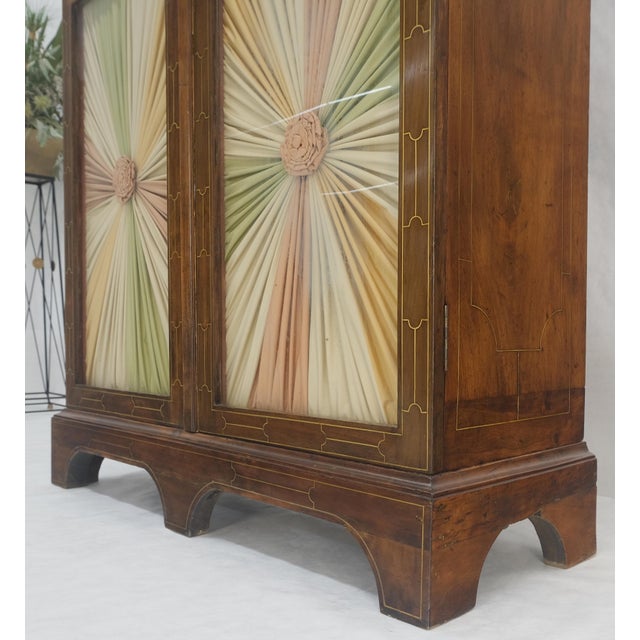 Very Fine 1900s Antique Russian Brass Inlay Two Glass Doors Storage Cabinet For Sale - Image 9 of 13