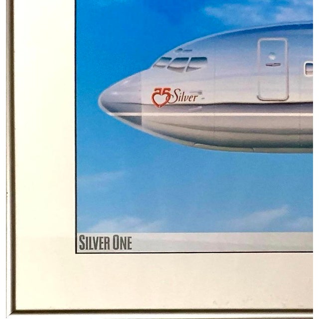Late 20th Century Poster Airplane "Silver One" Large Print Southwest Airlines 25th Anniversary Framed Art For Sale - Image 4 of 6