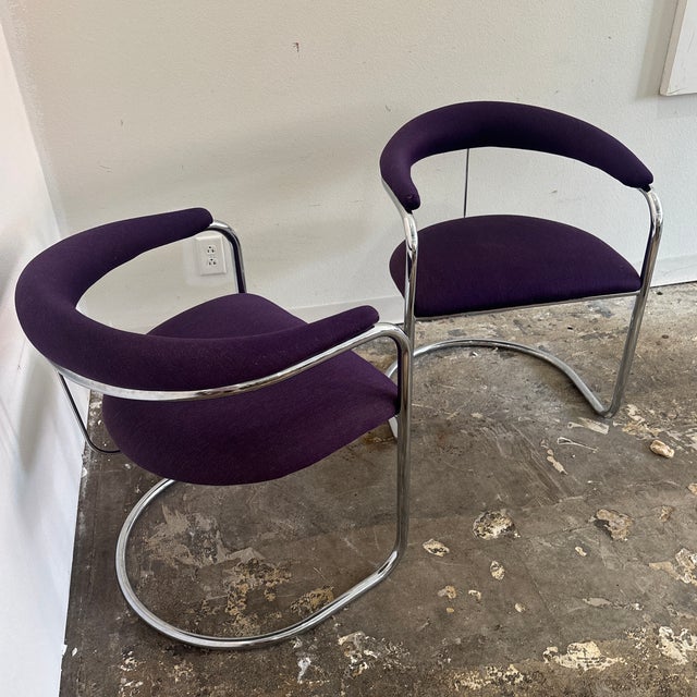 Mid-Century Modern Pair of Mid-Century Modern Thonet Chrome Bent Tube Chairs For Sale - Image 3 of 7