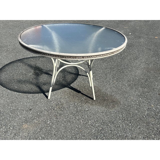 Beautiful Vintage Lloyd Loom Aluminum Patio Set Table & 4 Chairs For Sale - Image 4 of 12