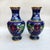 Asian Pair of Vintage Cloisonné Enamel Dragon Vases – Sapphire Blue Ground, Gilded Accents For Sale - Image 3 of 9