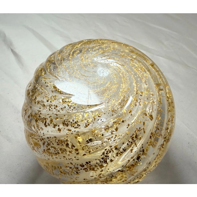 Vintage Hand Blown Italian Murano Venetian Gold Flek Glass Scent Perfume Bottle For Sale - Image 9 of 13
