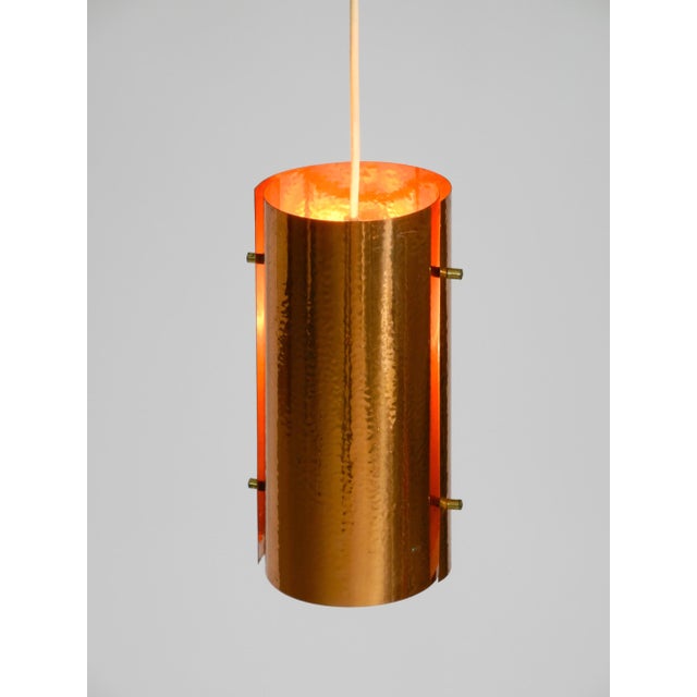 Mid-Century Tube Pendant Lamps with Two Copper Shades, 1950s, Set of 2 For Sale - Image 11 of 18