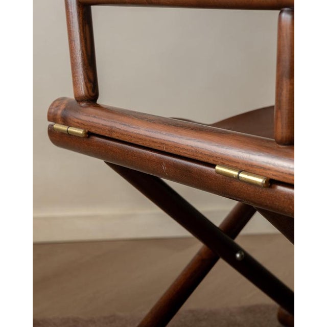 Italian Modern Directors Chair in Wood & Leather, 1980s For Sale - Image 17 of 18