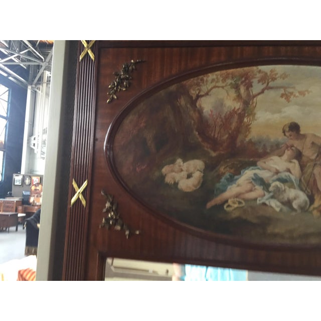 1920s French Trumeau Mirror Hand Painted 72"x41" For Sale - Image 5 of 12