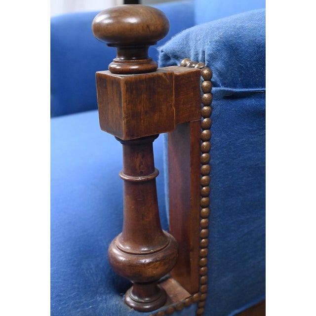 Blue Walnut Bergère Armchair, Early 20th Century For Sale - Image 8 of 16