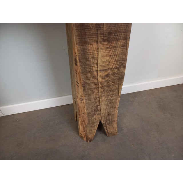 Wood Brutalist Fir Console Table, 1980s For Sale - Image 7 of 18