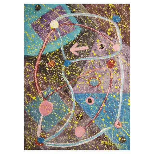 Domingo Millan, Composition, 1986, Mixed Media on Paper For Sale