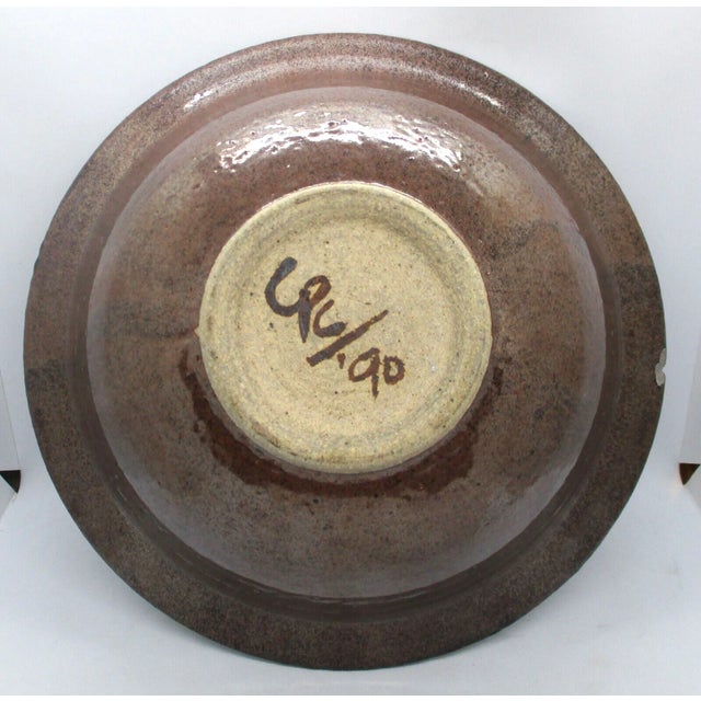 Original Large Cpc Studio Pottery Signed 1990 Abstract Patterned Glossy Bowl For Sale - Image 9 of 12