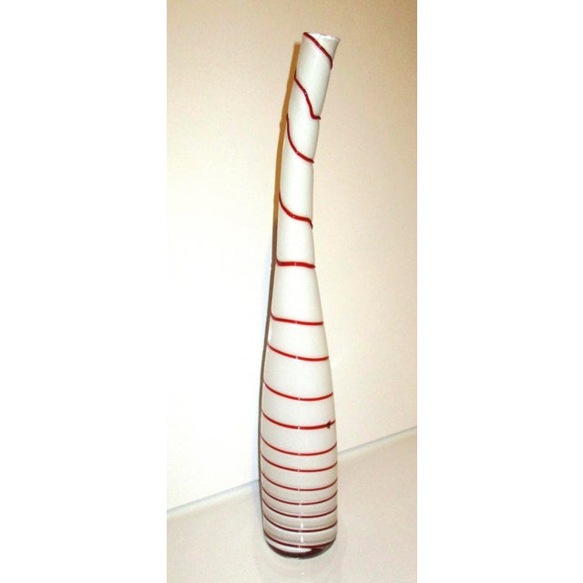 Art Glass Murano Glass Striped Peppermint White Red Vases 2