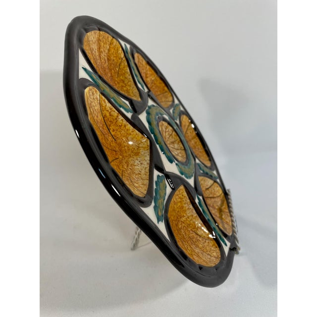 Vintage 1950s French Saint Jean De Bretagne Majolica Oyster Plate For Sale - Image 14 of 18