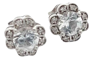 Natural Sapphire Diamond Stud Earrings 14k White Gold 1.62 TCW Certified