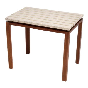 Terrazzo Brass Mahogany Floating Top Side End Table After Harvey Probber