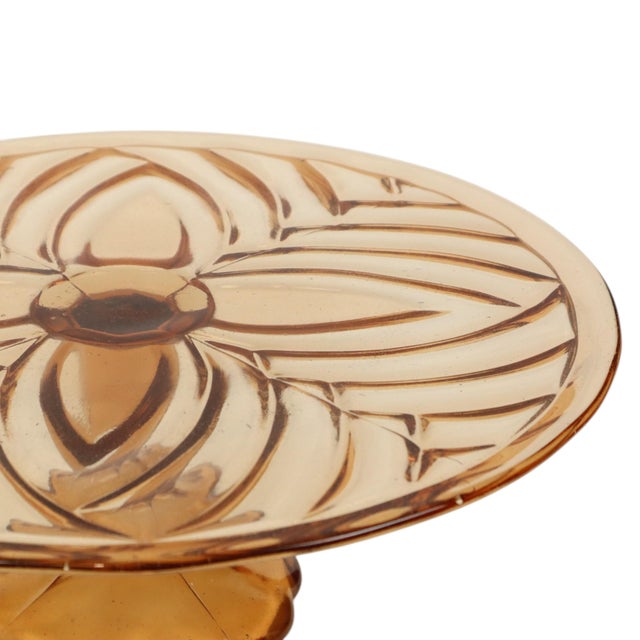 Art Deco Amber Cake Plate from Val Saint Lambert, 1930s For Sale - Image 11 of 14