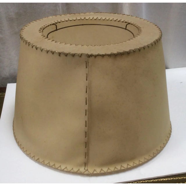 Beige Vintage Vellum Hand Stitched Shade For Sale - Image 8 of 8