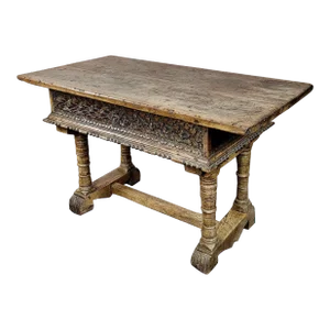 17th Century Spanish Baroque Writing Table -Carved Walnut