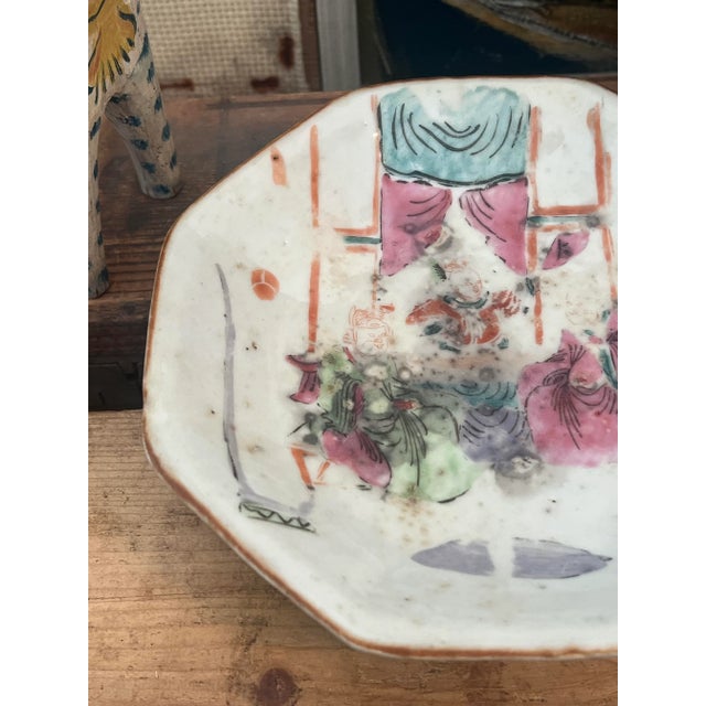 Antique Chinoiserie Style Hand Painted Dish, Circa 1900 For Sale - Image 4 of 7
