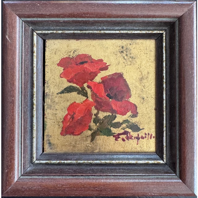 Eddie Verfaille, Expressionist Flowers, 1980s, Oil on Panel, in Flawless conditions. Designed 1980 to 1989 This piece has...
