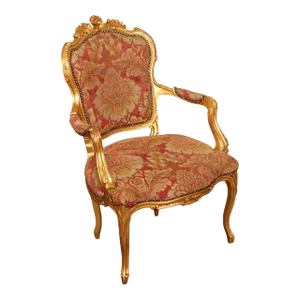 Mid 20th Century French Louis XV Style Giltwood Fauteuil Armchair