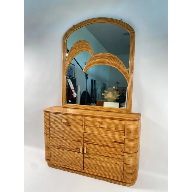 Rare bamboo and mirror cabinet made by the famous Italian company Vivai del Sud in the 1970s. This piece is attributed to...