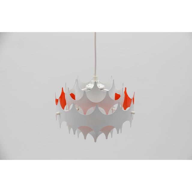 Metal Space Age Brutalist Pendant Lamp from Doria Leuchten, Germany, 1960s For Sale - Image 7 of 13