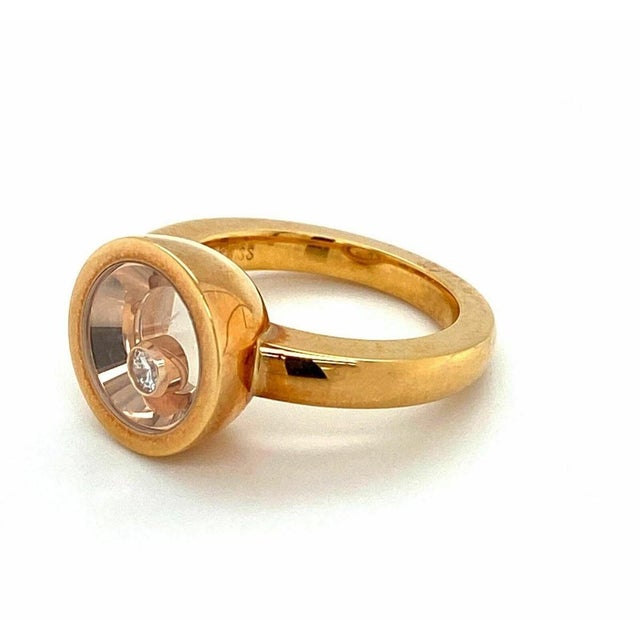 Chopard Mid 20th Century Chopard Happy Diamond 18k Rose Gold Round Ring - Size 6.5 For Sale - Image 4 of 8