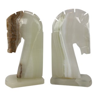 Art Deco Horse Head Stone Bookends - a Pair For Sale