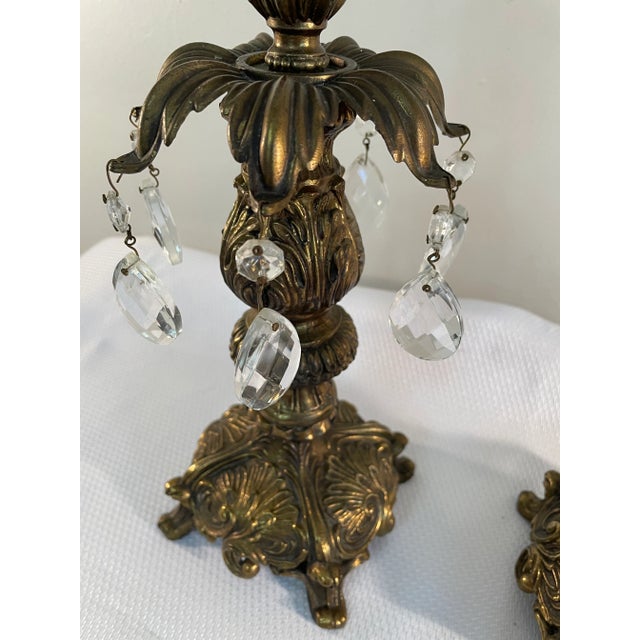 Metal Early 20th Century French Baroque Style Brass Candle Holders With Votives - a Pair For Sale - Image 7 of 13