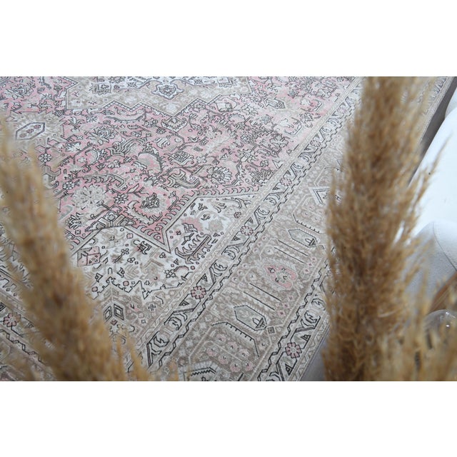Pink 1960s Vintage Persian Handmade Wool Cotton Light Pink Area Rug For Sale - Image 8 of 11