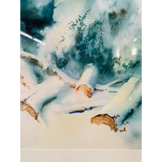 Landscape Snowy Winter Scene Water Color Signed Artist Phil Metzger and Framed For Sale In New York - Image 6 of 10