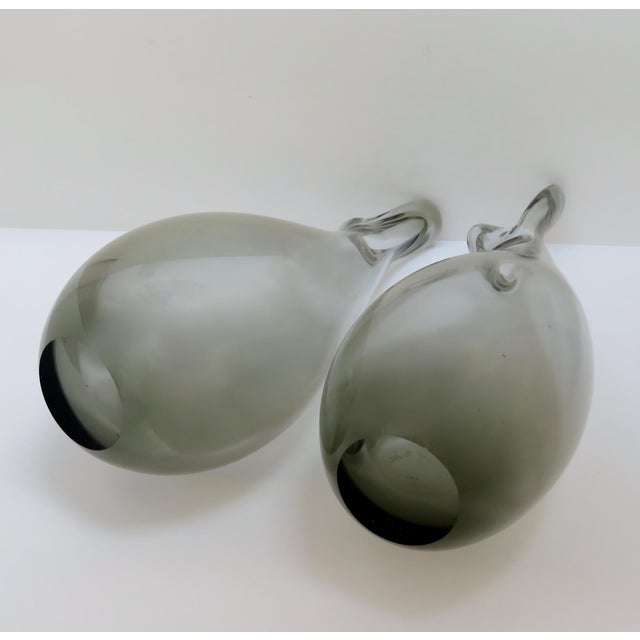 Glass Holmegaard Smoke Glass Vases, a Pair For Sale - Image 7 of 7