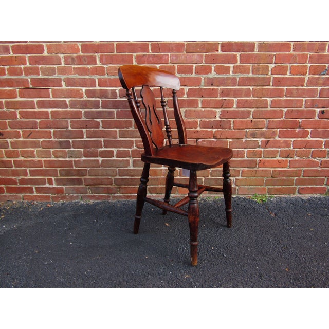 English Victorian Elm Fiddleback Kitchen/Dining Chair 1860 For Sale - Image 6 of 9