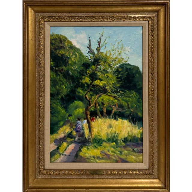 Gaston Sebire, French Post Impressionist Oil Painting Bucolic Wooded Country Lane Gaston Sebire, c.1960 For Sale - Image 4 of 11
