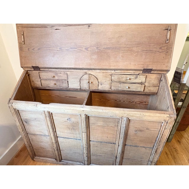 Antique Irish Pine Grain Bin W/Custom Interior Hidden Desk For Sale In Boston - Image 6 of 11