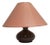 Vintage German Table Lamp with Handmade Ceramic Base from Thoms and Original Salmon-Colored Fabric Shade, 1980s For Sale