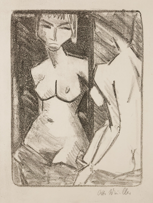 Otto Mueller, Female Nude in Front of a Mirror, 1924, Lithograph