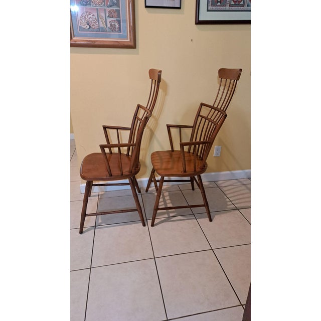 1950s Pair Curtis Products Comb Back Windsor Armchair Solid Maple Ashburnham Ma 1950s For Sale - Image 5 of 12