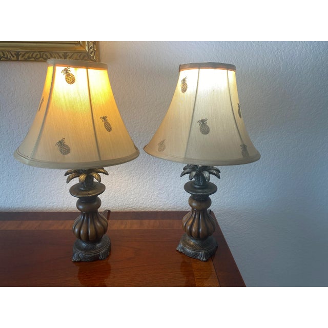 Traditional Exquisite Pair Pineapple Design Lamps Excellent Mint Condition For Sale - Image 3 of 18