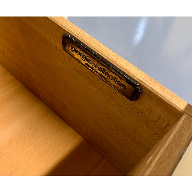 Leather Trimmed Lacquer and Satinwood Nightstand by Giorgio Collection For Sale In New York - Image 6 of 7
