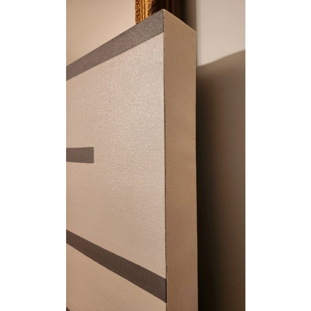 Painting # 070798 by Van Bankston is an elegant expression of minimalism. Slate gray lines on sterling silver gray work...