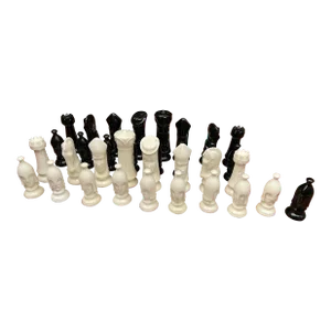 1970s Ceramic Chess Pieces Complete Set +2 Extra- 34 Pieces