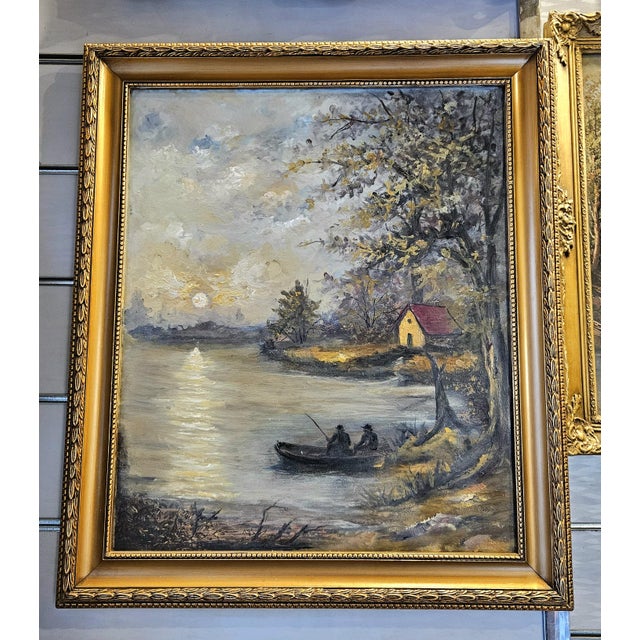 Bring timeless European charm to your interiors with this beautiful landscape artwork depicting a peaceful lake scene,...