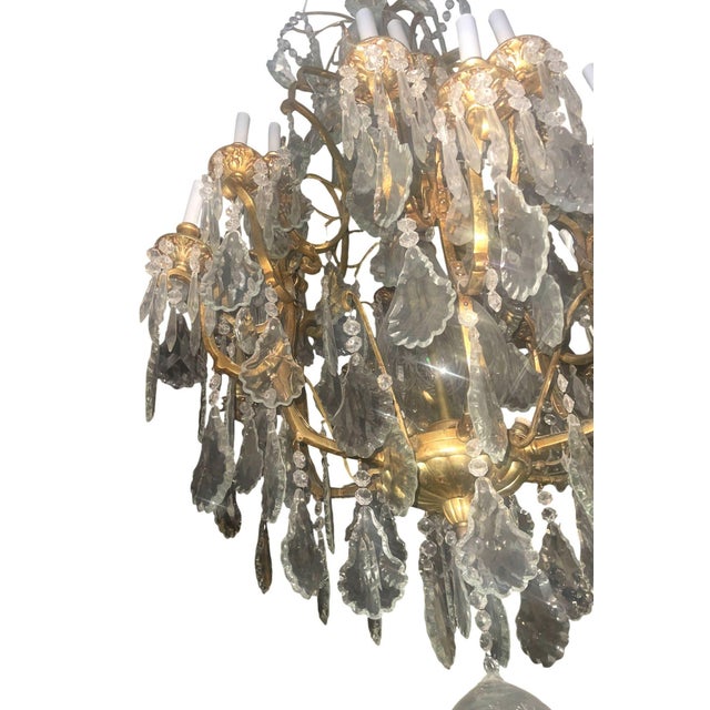 Metal Early 20th Century. French Bronze & Cut Crystal Chandeliers - a Pair For Sale - Image 7 of 8