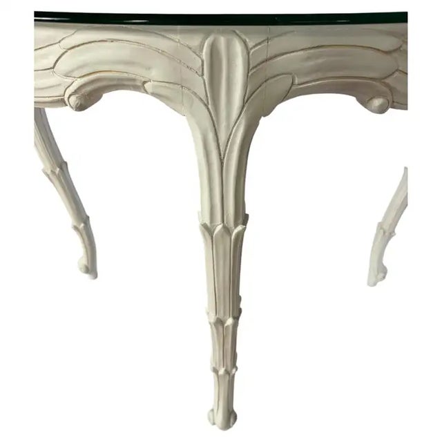 1970s Palm Regency Round Center Entry Hall Game Dining Table Serge Roche Plaster Style For Sale - Image 5 of 12