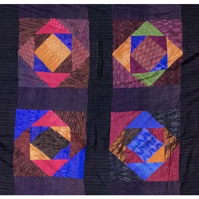 Antique Silk Thailand Artisan Large Patchwork Batik Throw Wall Hanging For Sale - Image 10 of 13