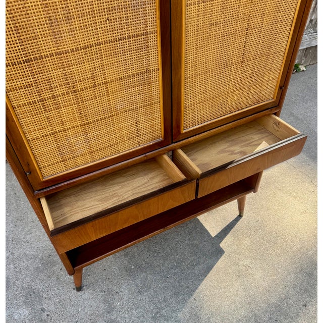 1960s Drexel Declaration Walnut and Cane Cabinet For Sale - Image 5 of 11
