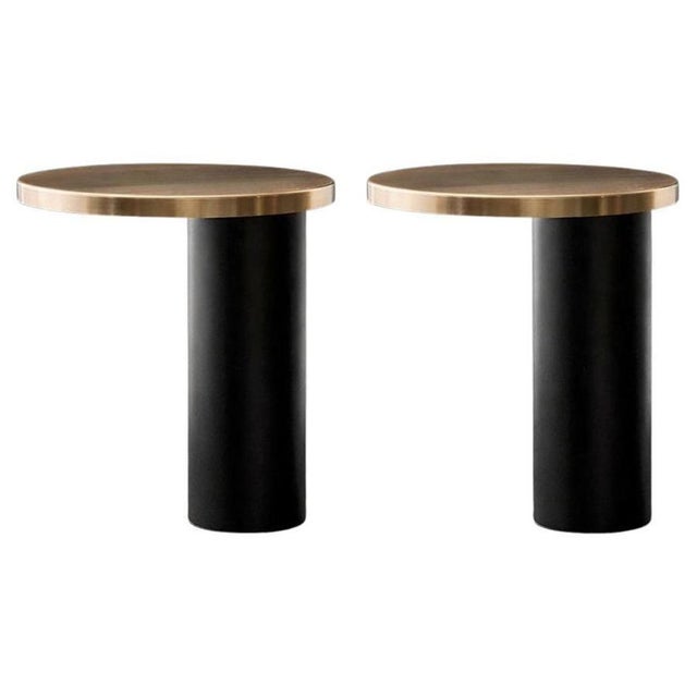 Black and Satin Gold Cylinda Table Lamps by Angeletti & Ruzza for Oluce, Set of 2 For Sale - Image 12 of 12